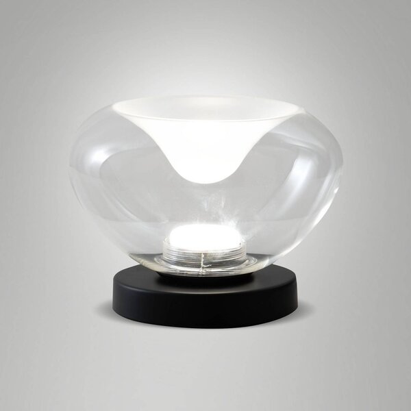 Fabas Luce LED stolní lampa Brena, čirá, sklo, stmívatelné, stmívatelný, Čirá / transparetní, Obývací pokoj / jídelna, Sklo, Moderní
