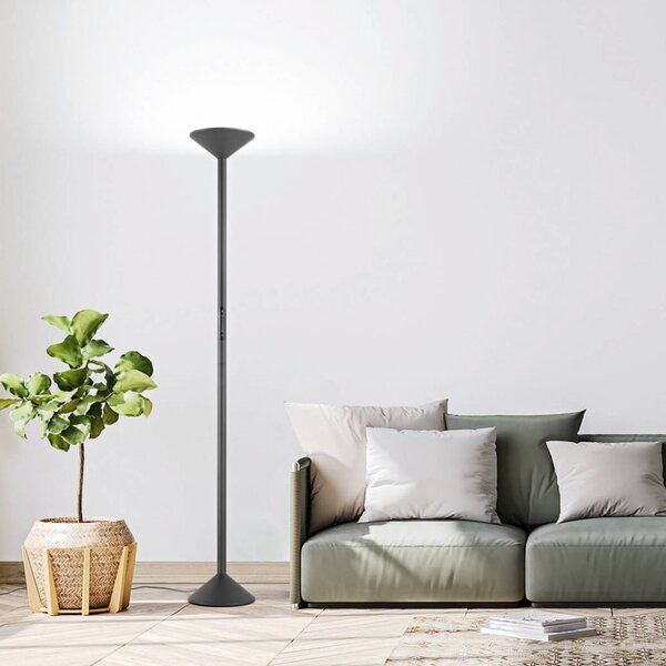 Fabas Luce LED stojací lampa Tratto, antracitová, kov, stmívatelné, stmívatelný, Černá, Obývací pokoj / jídelna, kov, Moderní