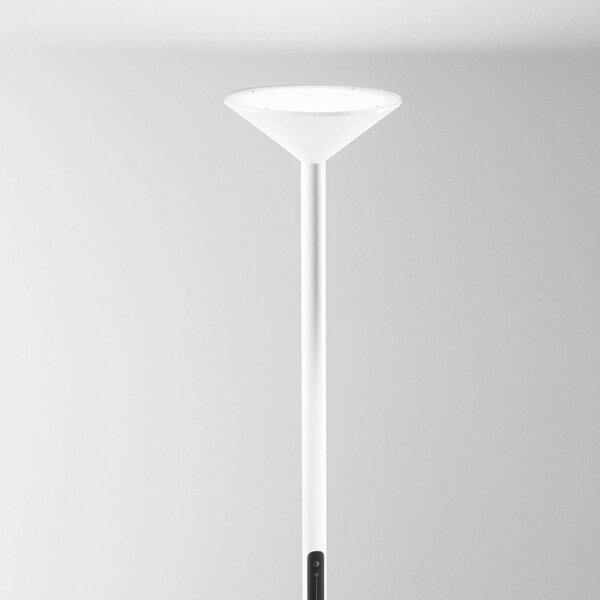 Fabas Luce LED stojací lampa Tratto, bílá, kov, stmívatelné, stmívatelný, Bílá / opál, Obývací pokoj / jídelna, kov, Moderní
