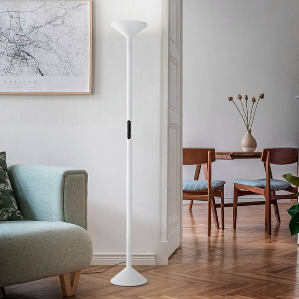 Fabas Luce LED stojací lampa Tratto, bílá, kov, stmívatelné, stmívatelný, Bílá / opál, Obývací pokoj / jídelna, kov, Moderní