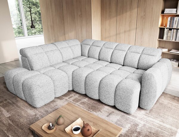 Designová rohová sedačka SAOIRSE - bílá, levý roh