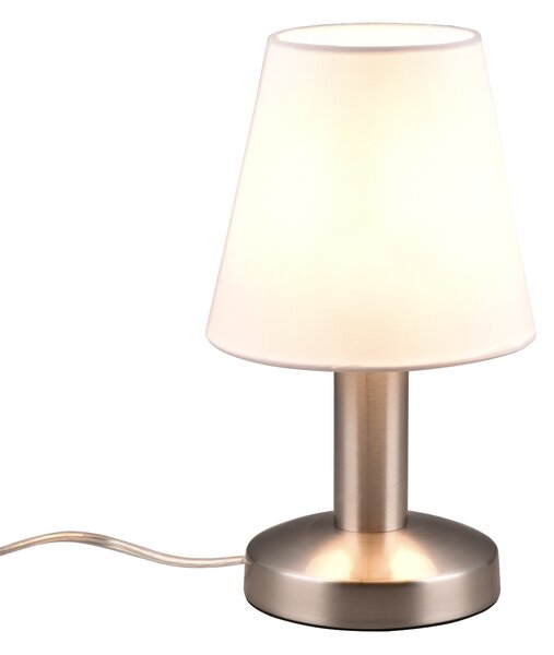 Stolní lampa TOUCH ME 3 bílá/stříbrná, látkové stínítko