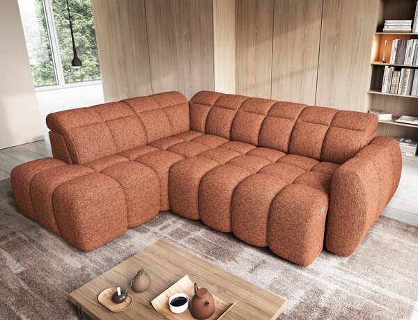 Designová rohová sedačka SAOIRSE - cihlová, levý roh