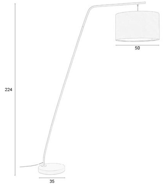 White Label Bílá kovová stojací lampa WLL MARTINE 224 cm