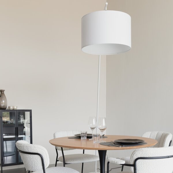 White Label Bílá kovová stojací lampa WLL MARTINE 224 cm
