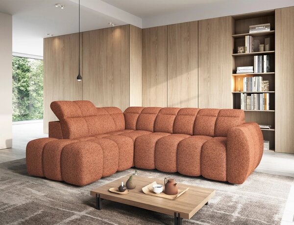 Designová rohová sedačka SAOIRSE - cihlová, levý roh