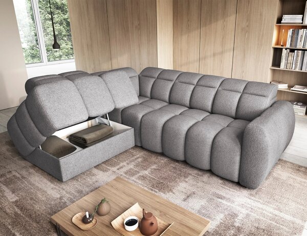Designová rohová sedačka SAOIRSE - šedá, levý roh