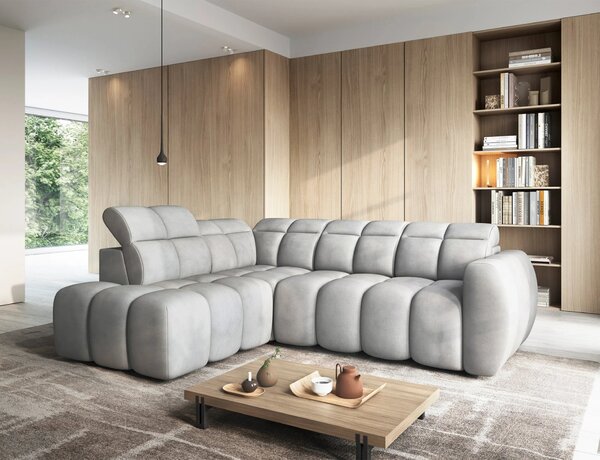 Designová rohová sedačka SAOIRSE - světle šedá, levý roh
