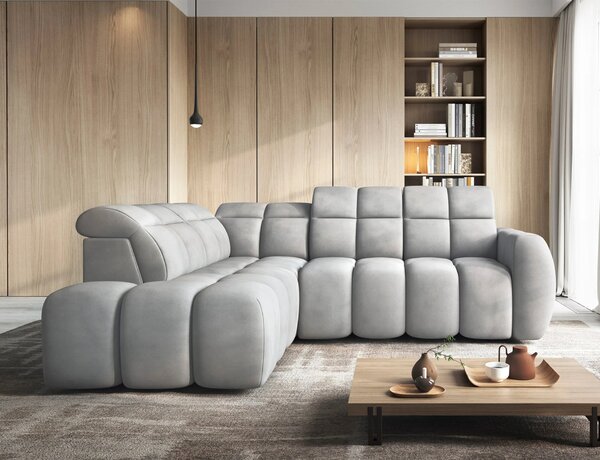 Designová rohová sedačka SAOIRSE - světle šedá, levý roh