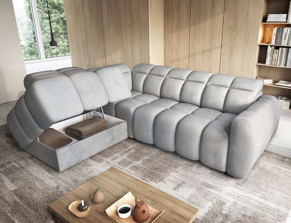 Designová rohová sedačka SAOIRSE - světle šedá, levý roh