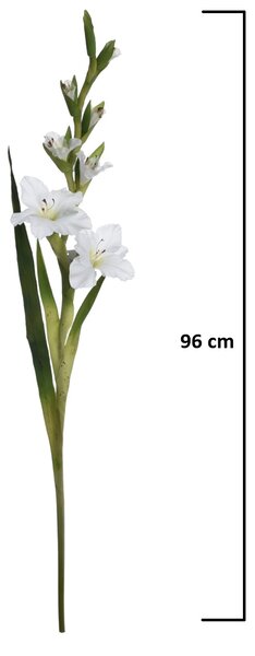 Umělá květina Gladiola / Mečík 96 cm, bílá UNI1001