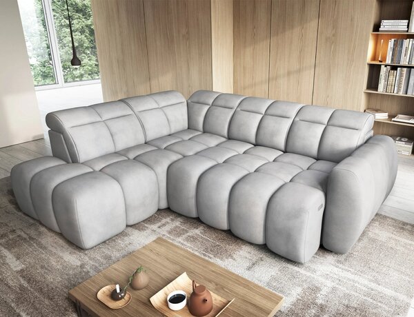 Designová rohová sedačka SAOIRSE - světle šedá, levý roh