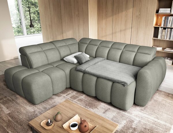 Designová rohová sedačka SAOIRSE - khaki, levý roh