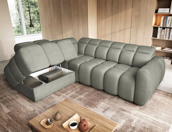 Designová rohová sedačka SAOIRSE - khaki, levý roh