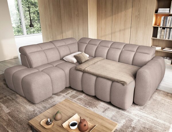 Designová rohová sedačka SAOIRSE - béžová, levý roh