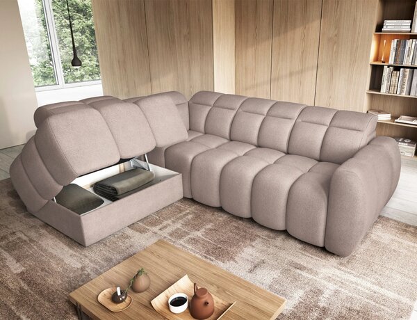 Designová rohová sedačka SAOIRSE - béžová, levý roh