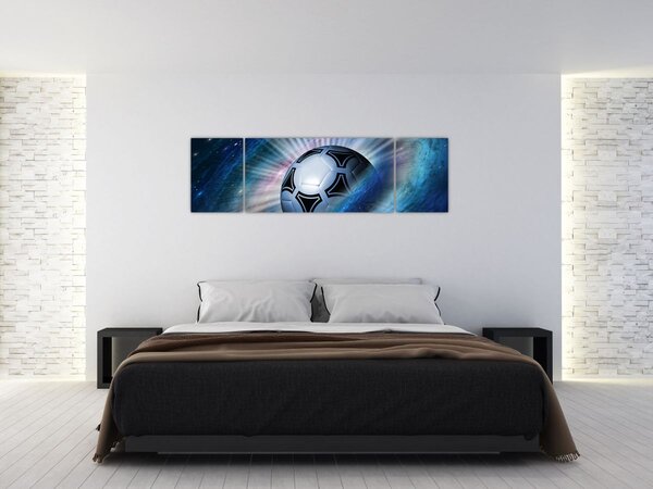 Obraz - Fotbalový míč ve vesmíru (170x50 cm)