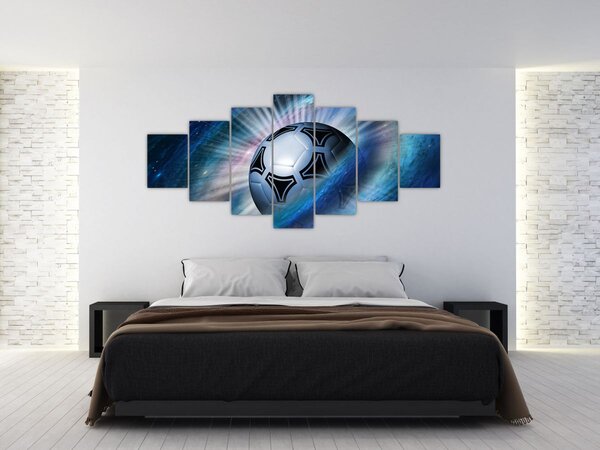 Obraz - Fotbalový míč ve vesmíru (210x100 cm)