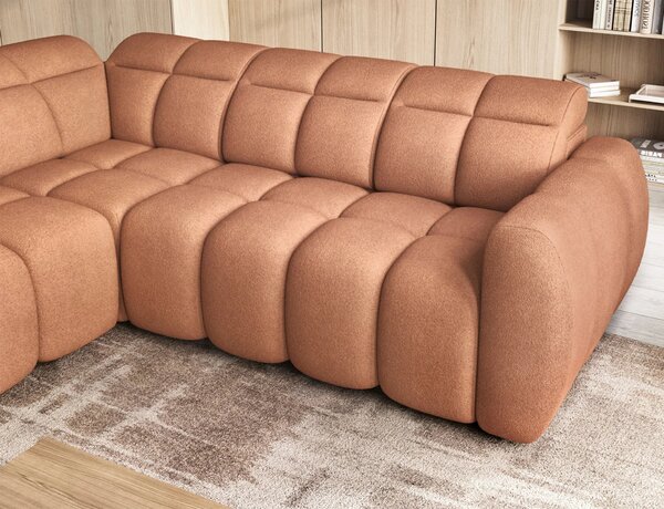 Designová rohová sedačka SAOIRSE - oranžová, levý roh