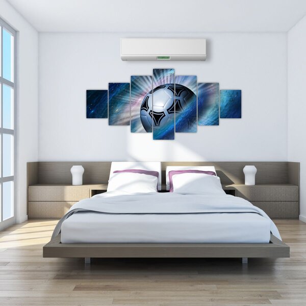 Obraz - Fotbalový míč ve vesmíru (210x100 cm)