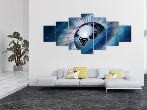 Obraz - Fotbalový míč ve vesmíru (210x100 cm)
