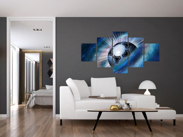 Obraz - Fotbalový míč ve vesmíru (125x70 cm)