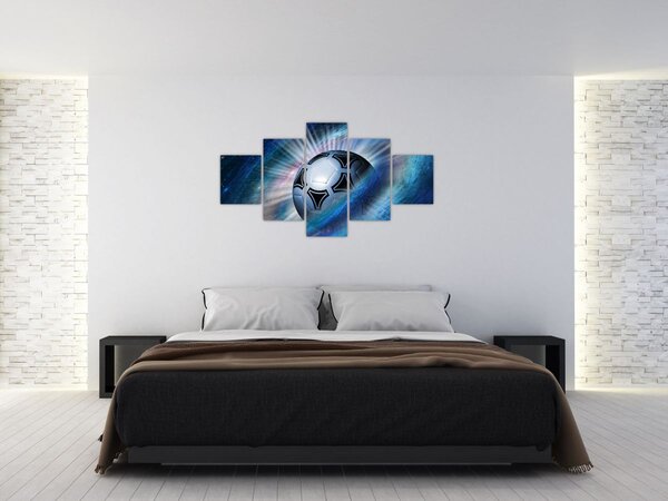 Obraz - Fotbalový míč ve vesmíru (125x70 cm)
