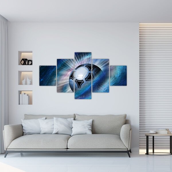 Obraz - Fotbalový míč ve vesmíru (125x70 cm)