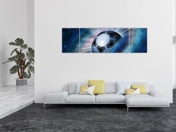Obraz - Fotbalový míč ve vesmíru (170x50 cm)