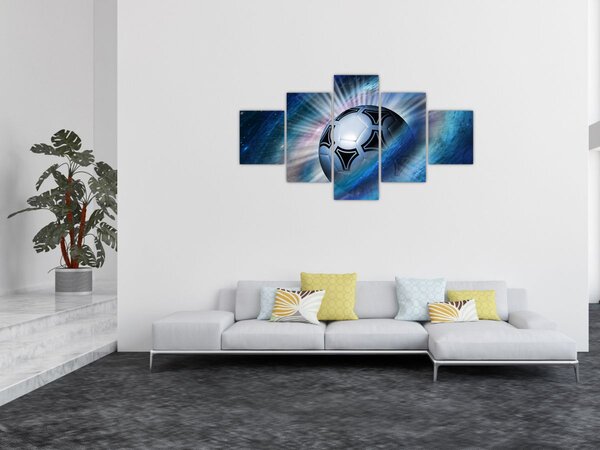 Obraz - Fotbalový míč ve vesmíru (125x70 cm)