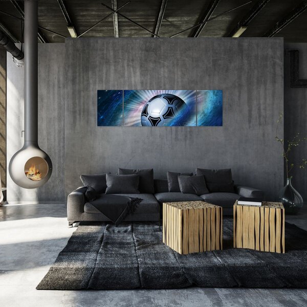 Obraz - Fotbalový míč ve vesmíru (170x50 cm)