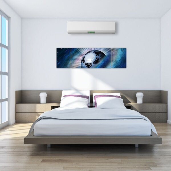 Obraz - Fotbalový míč ve vesmíru (170x50 cm)