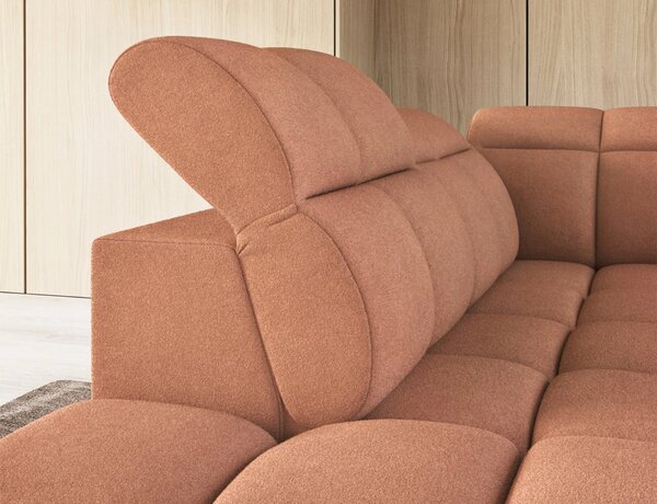 Designová rohová sedačka SAOIRSE - oranžová, levý roh
