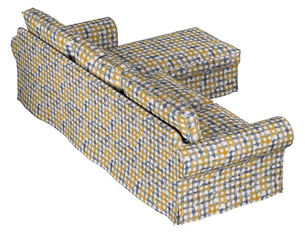 Potah na pohovku IKEA Ektorp 2-místná s lenoškou barva modrá látka pletený vzor, vzorované