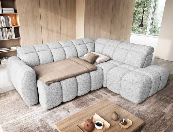 Designová rohová sedačka SAOIRSE - bílá, pravý roh