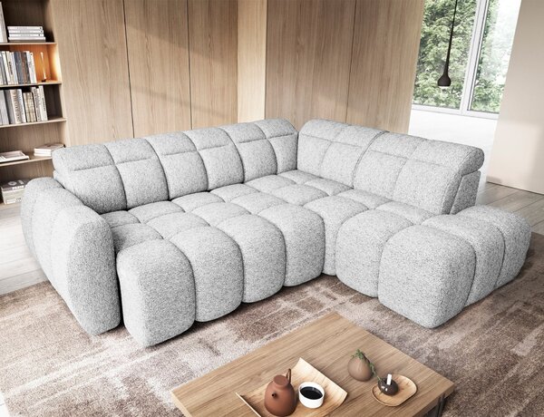 Designová rohová sedačka SAOIRSE - bílá, pravý roh