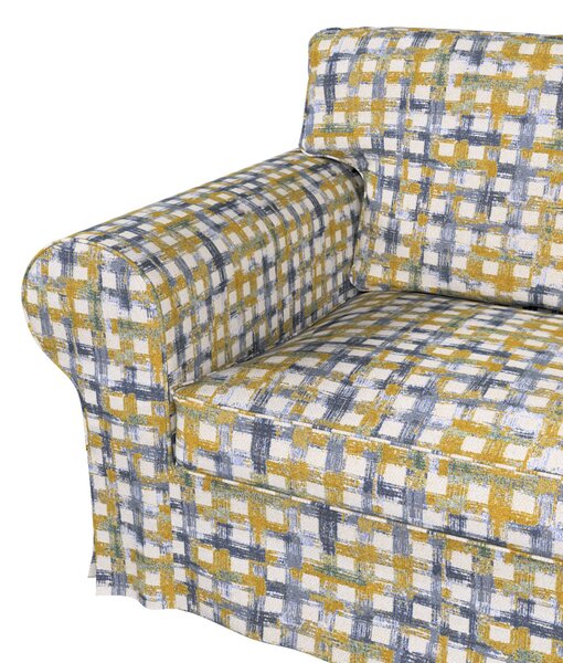 Potah na pohovku IKEA Ektorp 2-místná s lenoškou barva modrá látka pletený vzor, vzorované