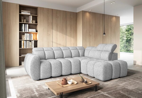 Designová rohová sedačka SAOIRSE - bílá, pravý roh