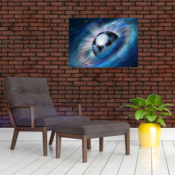 Obraz - Fotbalový míč ve vesmíru (70x50 cm)