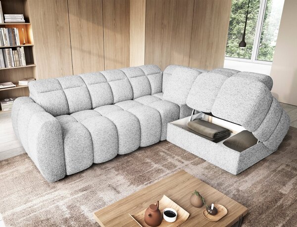 Designová rohová sedačka SAOIRSE - bílá, pravý roh