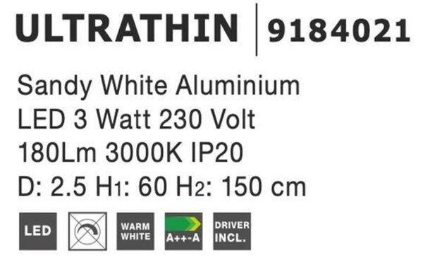 Nova Luce LED osvětlení Ultrathin nad konferenční stolek - 3 W, 180 lm, bílá NV 9184021