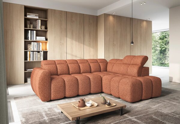 Designová rohová sedačka SAOIRSE - cihlová, pravý roh