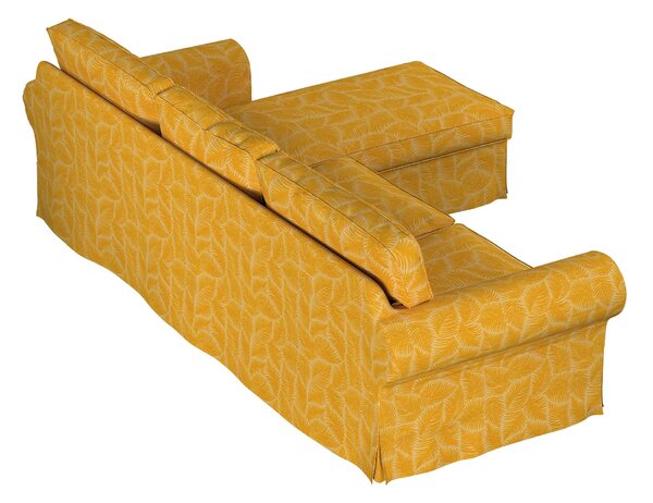Potah na pohovku IKEA Ektorp 2-místná s lenoškou barva žlutá látka pletený vzor, vzorované
