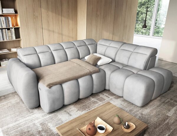 Designová rohová sedačka SAOIRSE - světle šedá, pravý roh
