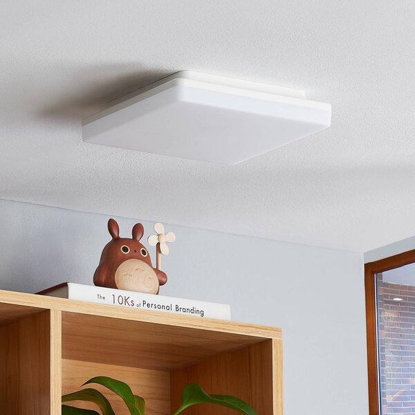 PRIOS Prios Artin LED stropní světlo, hranaté, 22 cm, Bílá / opál, Koupelna, Plast, Moderní