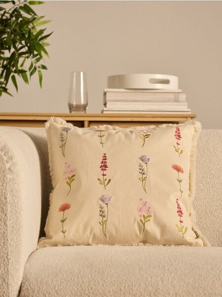 Sinsay - Povlak na polštář s květinovou výšivkou - krémová