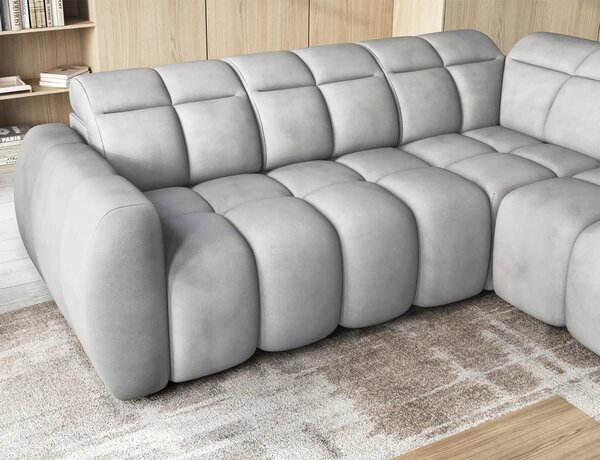 Designová rohová sedačka SAOIRSE - světle šedá, pravý roh