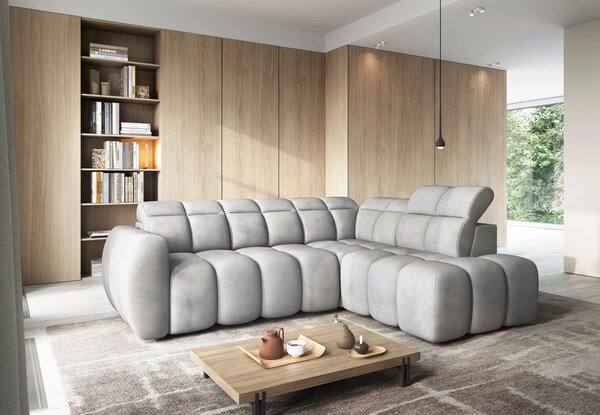 Designová rohová sedačka SAOIRSE - světle šedá, pravý roh