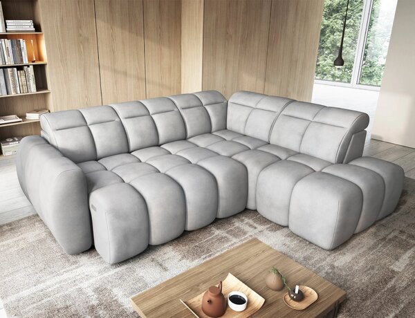 Designová rohová sedačka SAOIRSE - světle šedá, pravý roh