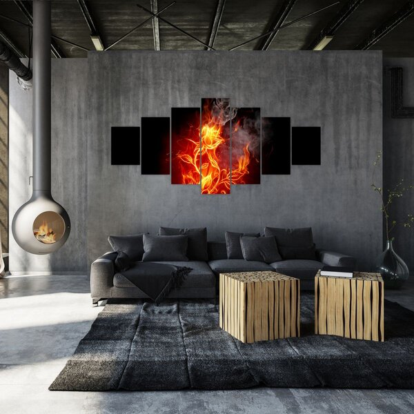 Obraz - Růže v ohni (210x100 cm)